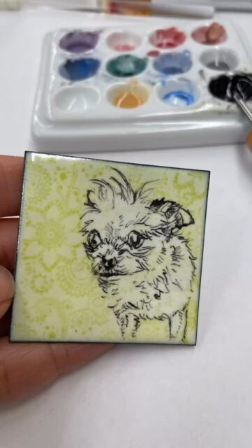Portrait of my dog, GG. She's tiny Chi-terrier mix. 🥰❤️

#enamel #dogportrait #dog #dogart #enameling